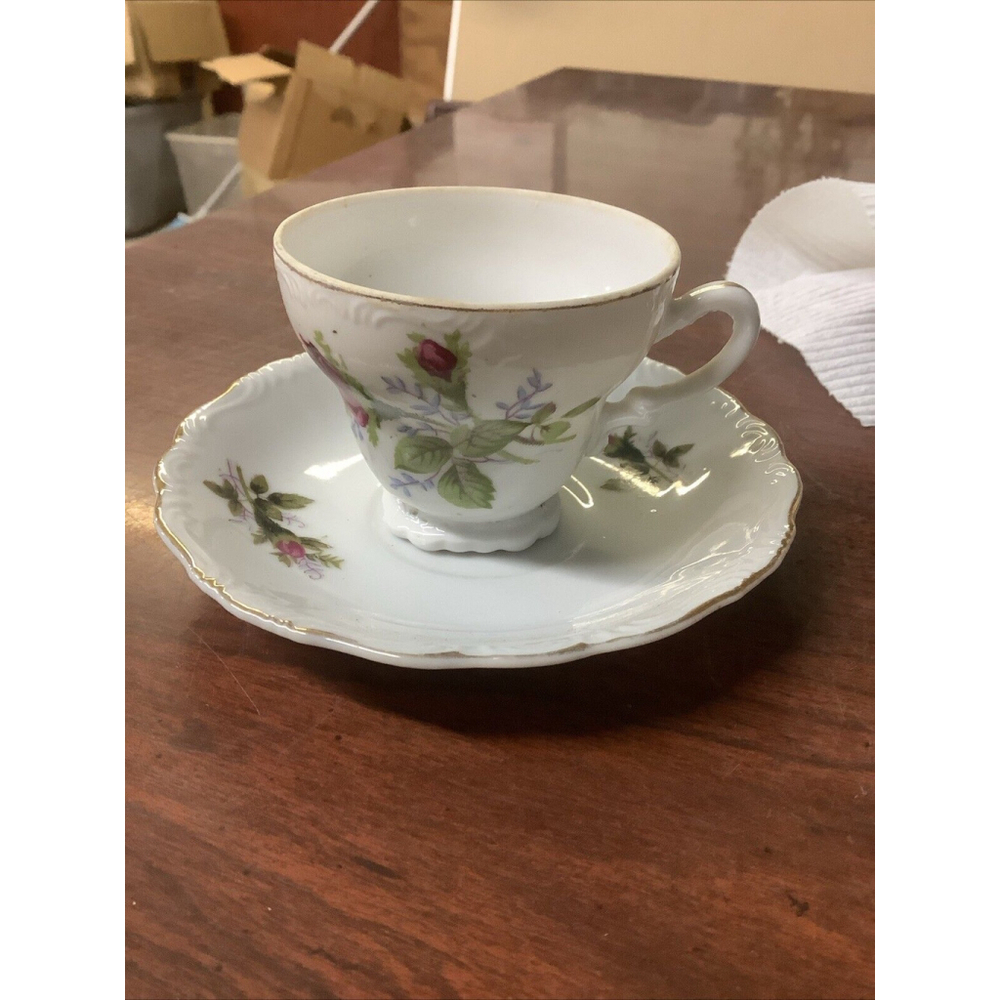 Vintage Rose Footed Cup & Saucer Set BEX1 by BETSONS 2 1/4”